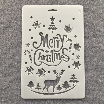 26 cm brad de pin de Crăciun clopot de cerb Moș Crăciun șabloane de straturi DIY pictură pe perete scrapbooking ștanțare șablon decorativ