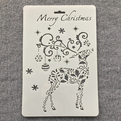 26 cm brad de pin de Crăciun clopot de cerb Moș Crăciun șabloane de straturi DIY pictură pe perete scrapbooking ștanțare șablon decorativ