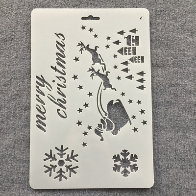 26 cm brad de pin de Crăciun clopot de cerb Moș Crăciun șabloane de straturi DIY pictură pe perete scrapbooking ștanțare șablon decorativ