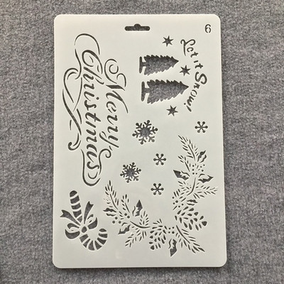 26 cm brad de pin de Crăciun clopot de cerb Moș Crăciun șabloane de straturi DIY pictură pe perete scrapbooking ștanțare șablon decorativ