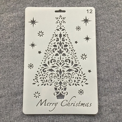 26 cm brad de pin de Crăciun clopot de cerb Moș Crăciun șabloane de straturi DIY pictură pe perete scrapbooking ștanțare șablon decorativ