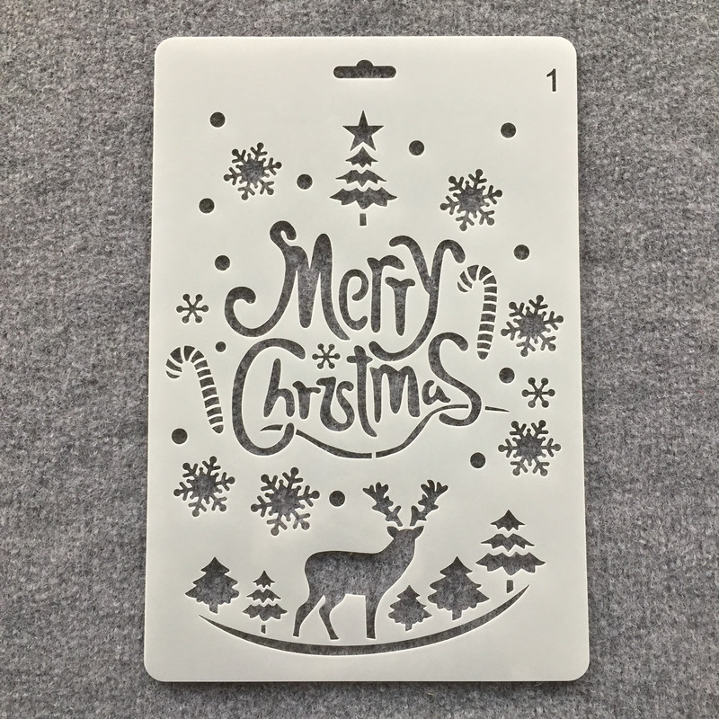 26 cm brad de pin de Crăciun clopot de cerb Moș Crăciun șabloane de straturi DIY pictură pe perete scrapbooking ștanțare șablon decorativ
