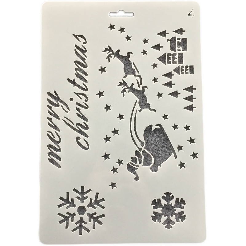 26 cm brad de pin de Crăciun clopot de cerb Moș Crăciun șabloane de straturi DIY pictură pe perete scrapbooking ștanțare șablon decorativ