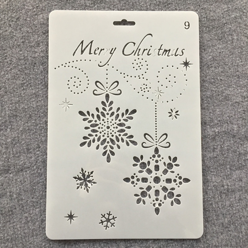 26 cm brad de pin de Crăciun clopot de cerb Moș Crăciun șabloane de straturi DIY pictură pe perete scrapbooking ștanțare șablon decorativ