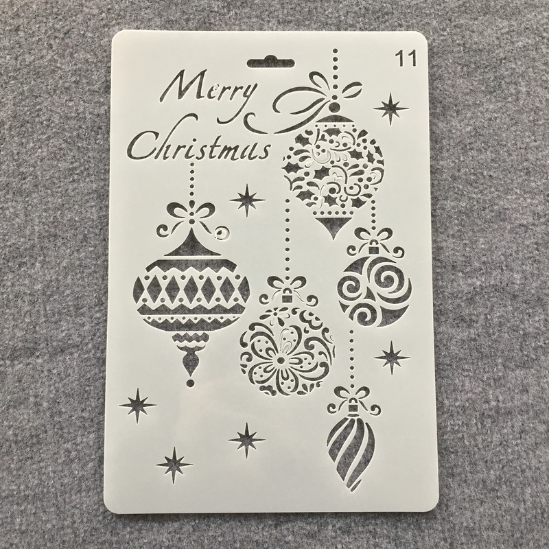 26 cm brad de pin de Crăciun clopot de cerb Moș Crăciun șabloane de straturi DIY pictură pe perete scrapbooking ștanțare șablon decorativ