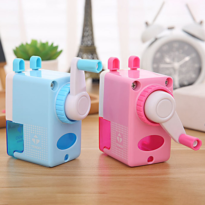 Ascuțitor de creion mecanic nou cu manivelă de desene animate pentru copii, elev, articole de papetărie pentru învățare pentru copii