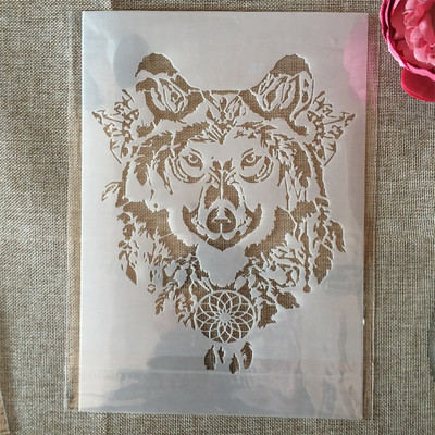 29 cm A4 vilkas „pasidaryk pats“ Sluoksniavimo trafaretai Sienų tapybai Iškarpų albumo spalvinimas Reljefinis albumas Dekoratyvinis šablonas