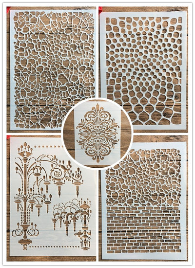 A4 29 * 21cm Geometriai szabálytalanság Barkács sablonok Falfestmény Scrapbook Színezés Dombornyomó Album Dekoratív Papír Kártyasablon