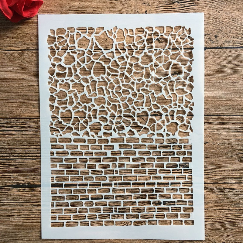 A4 29 * 21 cm Ģeometrisks nelīdzenums DIY Trafareti sienu gleznojumi albums Krāsošana reljefs albums dekoratīvs papīrs kartes veidne