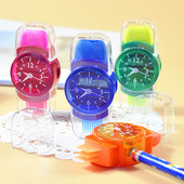 Creative Watch Shape Pencil Sharpener Kist Rubber Kawaii Sharpener 3 u 1 Kombinacija točilka za karandaše