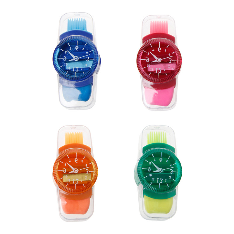 Creative Watch Shape Pencil Sharpener Kist Rubber Kawaii Sharpener 3 u 1 Kombinacija točilka za karandaše