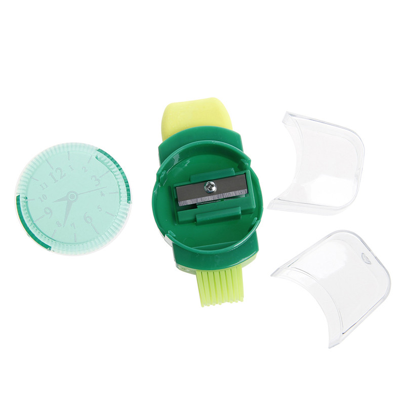 Creative Watch Shape Pencil Sharpener Kist Rubber Kawaii Sharpener 3 u 1 Kombinacija točilka za karandaše