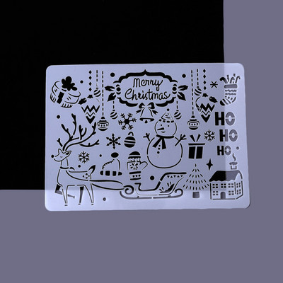 A4 Drăguț Seria Crăciun Fericit Șabloane de pictură goale Zile de naștere Riglă de dantelă Stenils de desen DIY Decorații de album