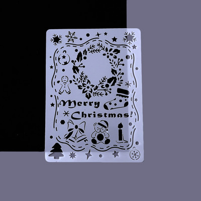 A4 Drăguț Seria Crăciun Fericit Șabloane de pictură goale Zile de naștere Riglă de dantelă Stenils de desen DIY Decorații de album