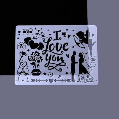 A4 Drăguț Seria Crăciun Fericit Șabloane de pictură goale Zile de naștere Riglă de dantelă Stenils de desen DIY Decorații de album