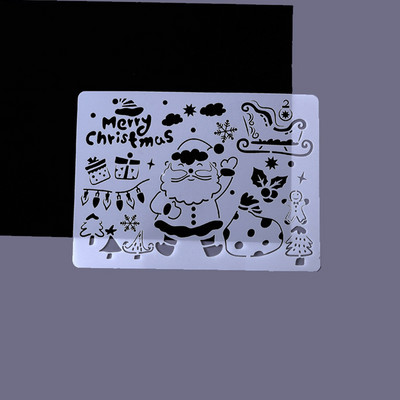 A4 Drăguț Seria Crăciun Fericit Șabloane de pictură goale Zile de naștere Riglă de dantelă Stenils de desen DIY Decorații de album