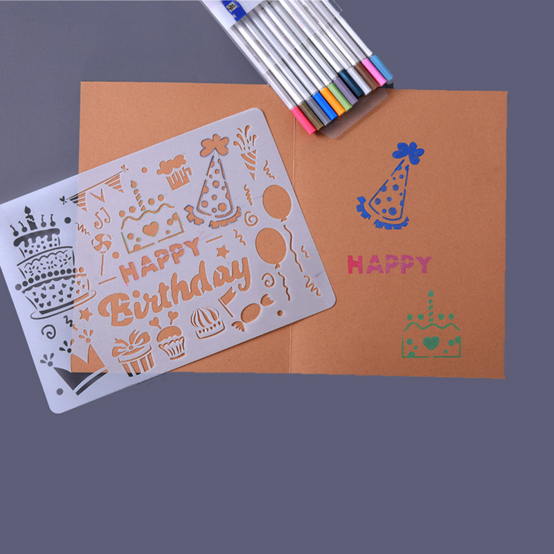 A4 Drăguț Seria Crăciun Fericit Șabloane de pictură goale Zile de naștere Riglă de dantelă Stenils de desen DIY Decorații de album