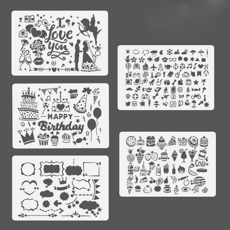 A4 Drăguț Seria Crăciun Fericit Șabloane de pictură goale Zile de naștere Riglă de dantelă Stenils de desen DIY Decorații de album