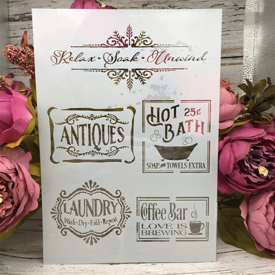 A4 29*21 cm lățime frunze cuvinte bricolaj șabloane stratificare pictură perete album de însemnări de colorat șablon decorativ album de relief