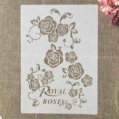 A4 29 cm Royal Rose Flower DIY šablone za nanošenje slojeva Zidne slike Spomenar Bojanje Album za utiskivanje Ukrasni predložak