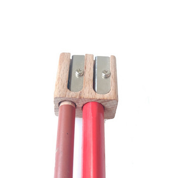 Дървена острилка с двойна дупка Ръчни цветни острилки за моливи с диаметър 6 мм и 10 мм
