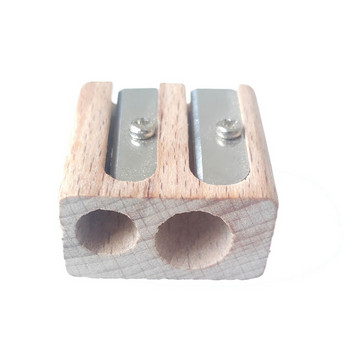Ξύλινο Ακονιστήρι Διπλής Τρύπας Μολύβια Χειρόχρωμα Ακονιστήρια για διάμετρο 6mm και 10mm