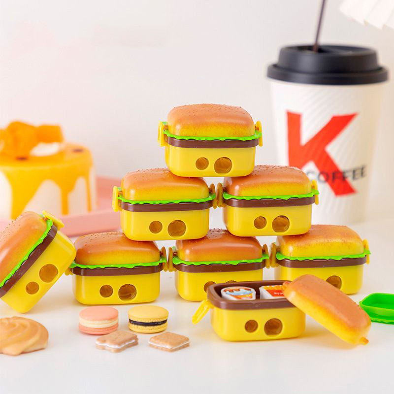 1 komad Lytwtw's Pencil Shapener Kreativni Hamburger Dopisnice Crtani uredski materijal Poklon Kawaii Školski pribor