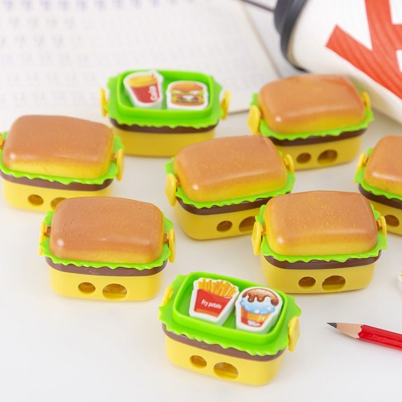 1 komad Lytwtw's Pencil Shapener Kreativni Hamburger Dopisnice Crtani uredski materijal Poklon Kawaii Školski pribor
