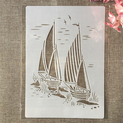 4 ks A4 29cm Plachetnica Maják Ľadovec DIY Vrstvené šablóny Maľovanie Scrapbook Vyfarbovanie Razba Album Dekoratívna šablóna