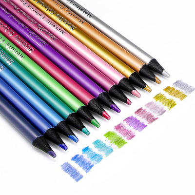 12 värvi metallist pliiatsiga joonistamine visandite pliiatsite komplekt Maalimine Värviline pliiats Koolitarbed Kunstitarbed Lapices De Colores