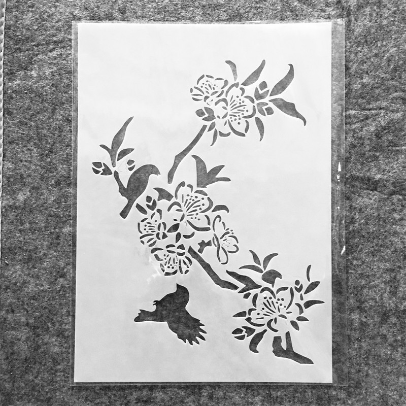 5 τμχ/Σετ Α4 29 εκ. Bird Grass Bamboo Plum Στένσιλ με στρώσεις DIY Ζωγραφική Λεύκωμα ζωγραφικής Διακοσμητικό πρότυπο άλμπουμ ανάγλυφο