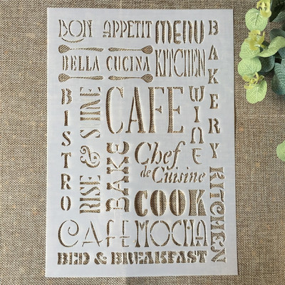 4 ks 29 cm A4 slová štítky včelí úľ DIY vrstvené šablóny maľovanie scrapbooking vyfarbovanie reliéfny album dekoratívna šablóna karty