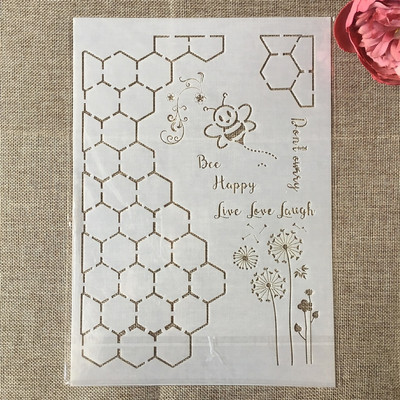 4 ks 29 cm A4 slová štítky včelí úľ DIY vrstvené šablóny maľovanie scrapbooking vyfarbovanie reliéfny album dekoratívna šablóna karty