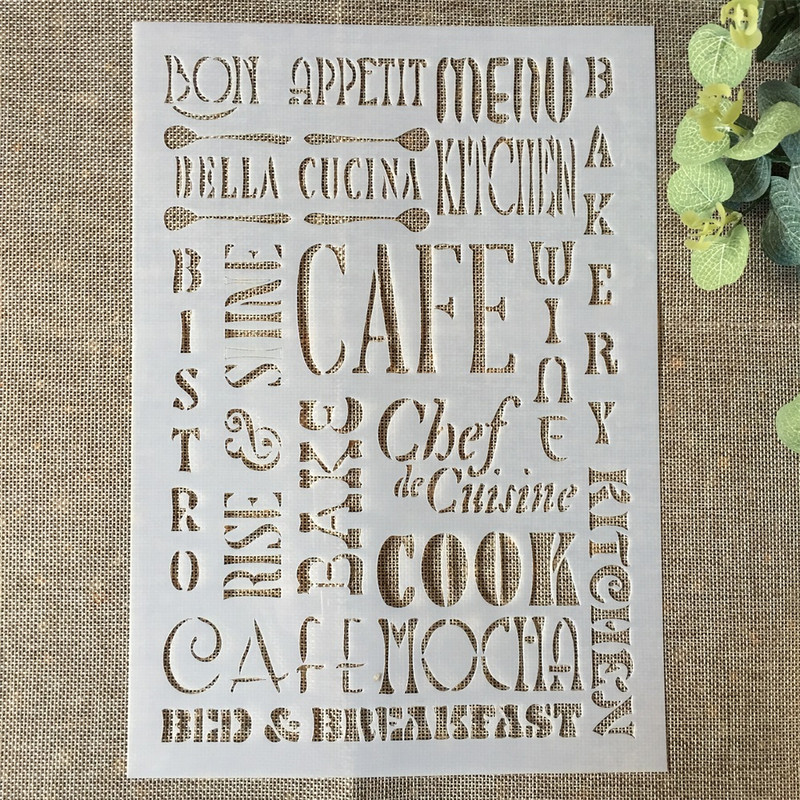 4 ks 29 cm A4 slová štítky včelí úľ DIY vrstvené šablóny maľovanie scrapbooking vyfarbovanie reliéfny album dekoratívna šablóna karty