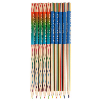 10Pcs Rainbow Colorful Lead Pencil 3 Mixed Colors Multicolor Student Молив за рисуване на графити Направи си сам Детски Детски канцеларски материали