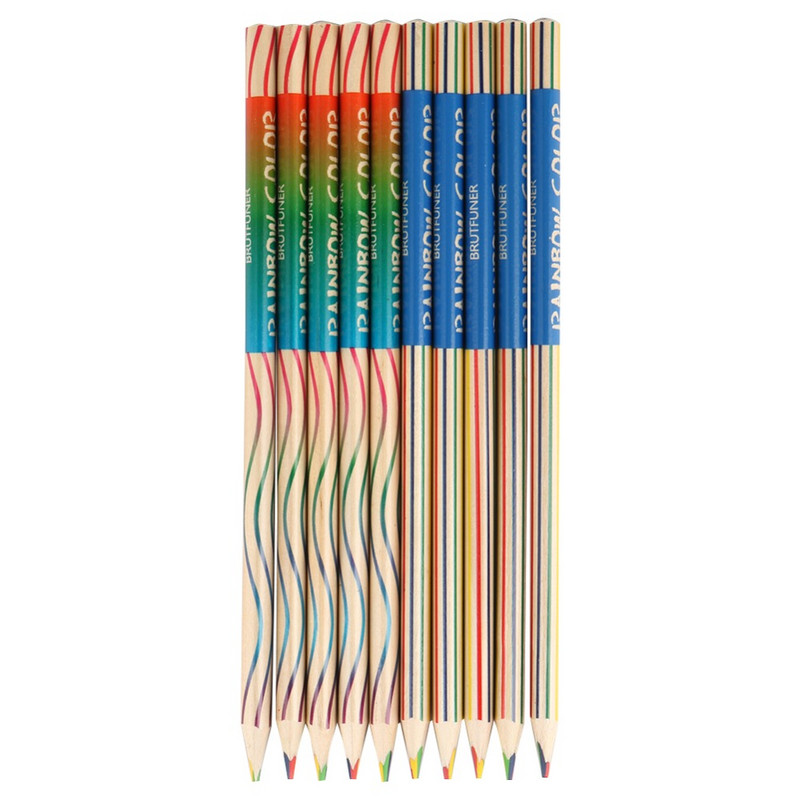 10 kom duginih šarenih olovki s olovkom u 3 miješane boje, višebojne učeničke DIY olovke za crtanje grafita, djeca, pribor za pisanje