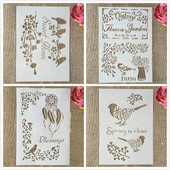 4 ks/sada 29 cm A4 vtáky slová DIY vrstvené šablóny maľovanie scrapbooking vyfarbovanie embossovanie album dekoratívna šablóna