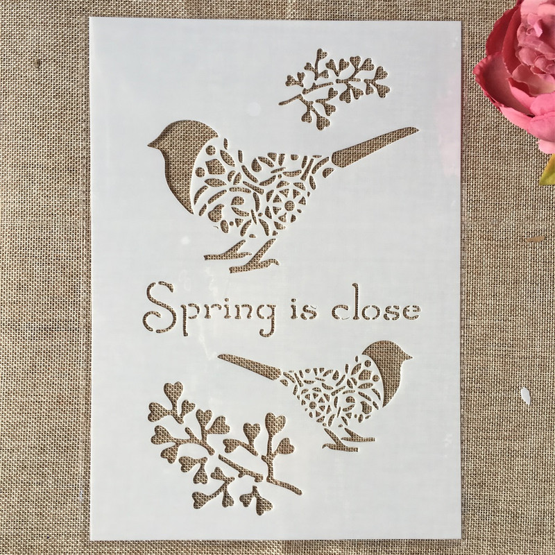 4 ks/sada 29 cm A4 vtáky slová DIY vrstvené šablóny maľovanie scrapbooking vyfarbovanie embossovanie album dekoratívna šablóna