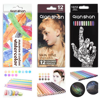 12 комплекта цветни моливи с тон на кожата/метал/макарон Предварително подострени моливи на маслена основа Консумативи за рисуване