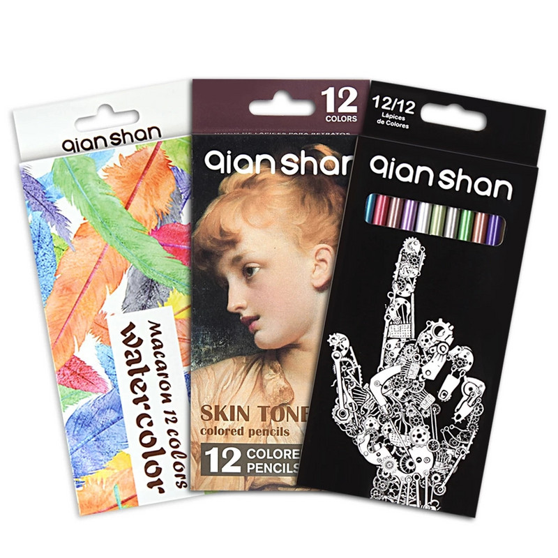 Set de 12 bucăți de creioane colorate pentru nuanța pielii/metal/macaron Creioane de desen pre-ascuțite pe bază de ulei Rechizite de artă