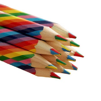 4 бр./опаковка Kawaii 4 цвята концентричен молив с дъга пастели Комплект цветни моливи Художествени училищни пособия за рисуване на графити Рисуване
