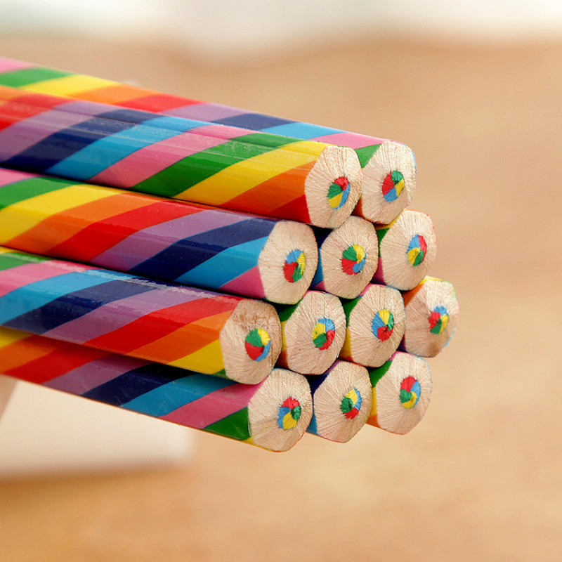 4 τεμ./συσκευασία Kawaii 4 Χρώμα ομόκεντρο μολύβι ουράνιο τόξο κραγιόνια χρωματιστό σετ μολυβιών Σχολικά προμήθειες για ζωγραφική γκράφιτι