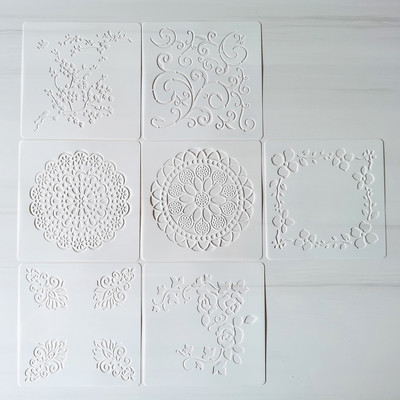 7-daļīgs augu ziedu mandalas raksta dobu izsmidzināmu ziedu veidņu komplekts bērnu krāsošanas veidņu dekorēšanai