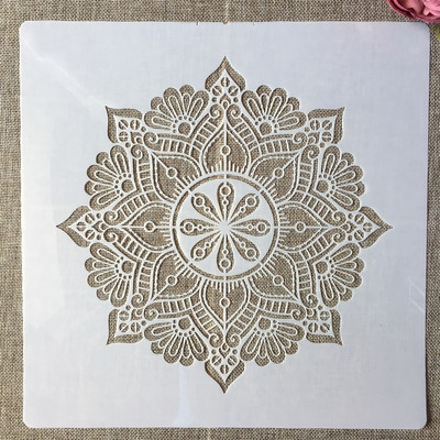 30*30cm Mandala Geometry Normál barkácsolás Rétegező Sablonok Falfestés Scrapbook Színező Dombornyomó Album Díszsablon