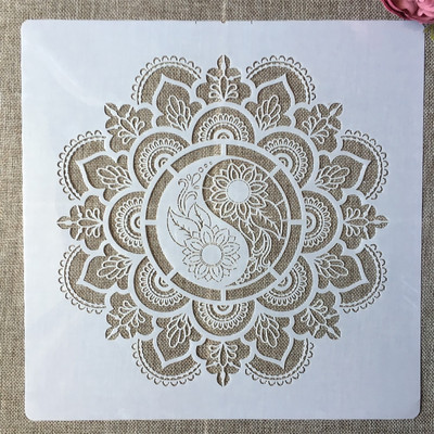 30*30cm Mandala Geometry Normál barkácsolás Rétegező Sablonok Falfestés Scrapbook Színező Dombornyomó Album Díszsablon