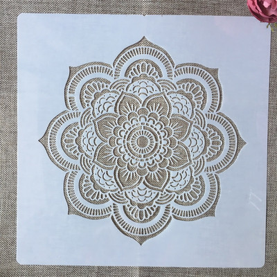 30*30cm Mandala Geometry Normál barkácsolás Rétegező Sablonok Falfestés Scrapbook Színező Dombornyomó Album Díszsablon