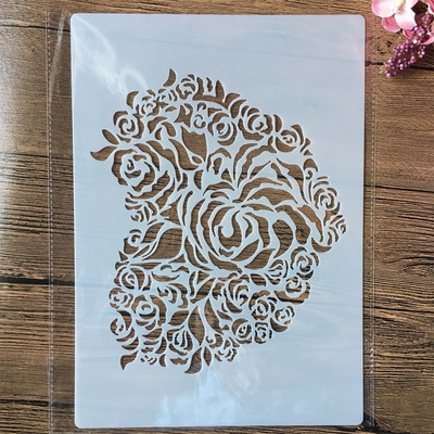 A4 29 cm Rožu ziedi DIY slāņošanas trafareti sienu gleznojumi albums Krāsošana ar reljefu albumu dekoratīvā veidne