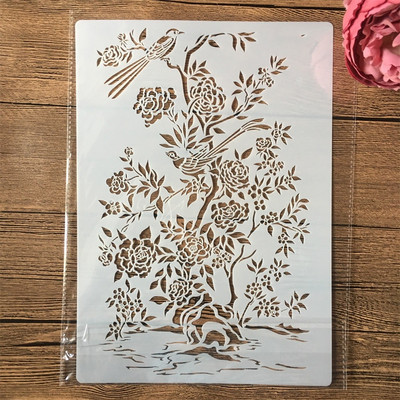 A4 29 cm Rožu ziedi DIY slāņošanas trafareti sienu gleznojumi albums Krāsošana ar reljefu albumu dekoratīvā veidne