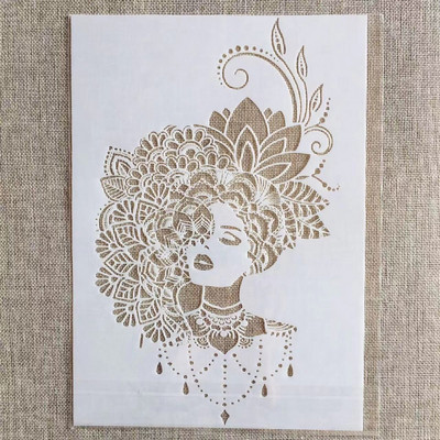 A4 29 cm Mandala lauva zilonis dāma DIY slāņošanas trafareti sienu gleznojums albums Krāsojams reljefs albums dekoratīvā veidne