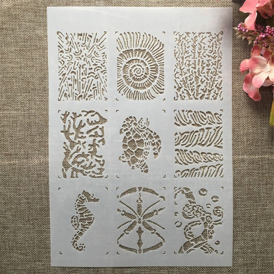 29cm A4 Riba Kornjača Voda DIY Šablone za slojeve Zidne slike Spomenar Bojanje Album za utiskivanje Ukrasni predložak